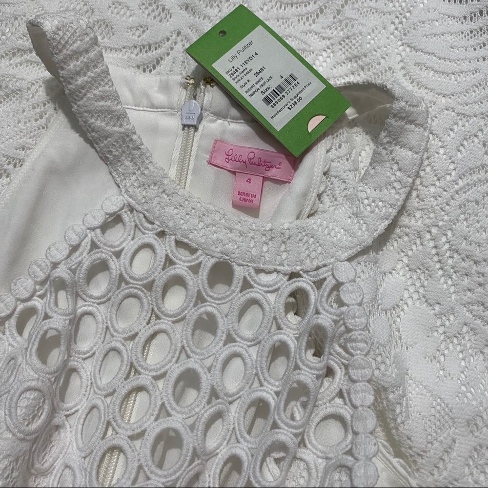 Kinley Dress in Resort White Tropical Fruit Lace - Picture 7 of 10